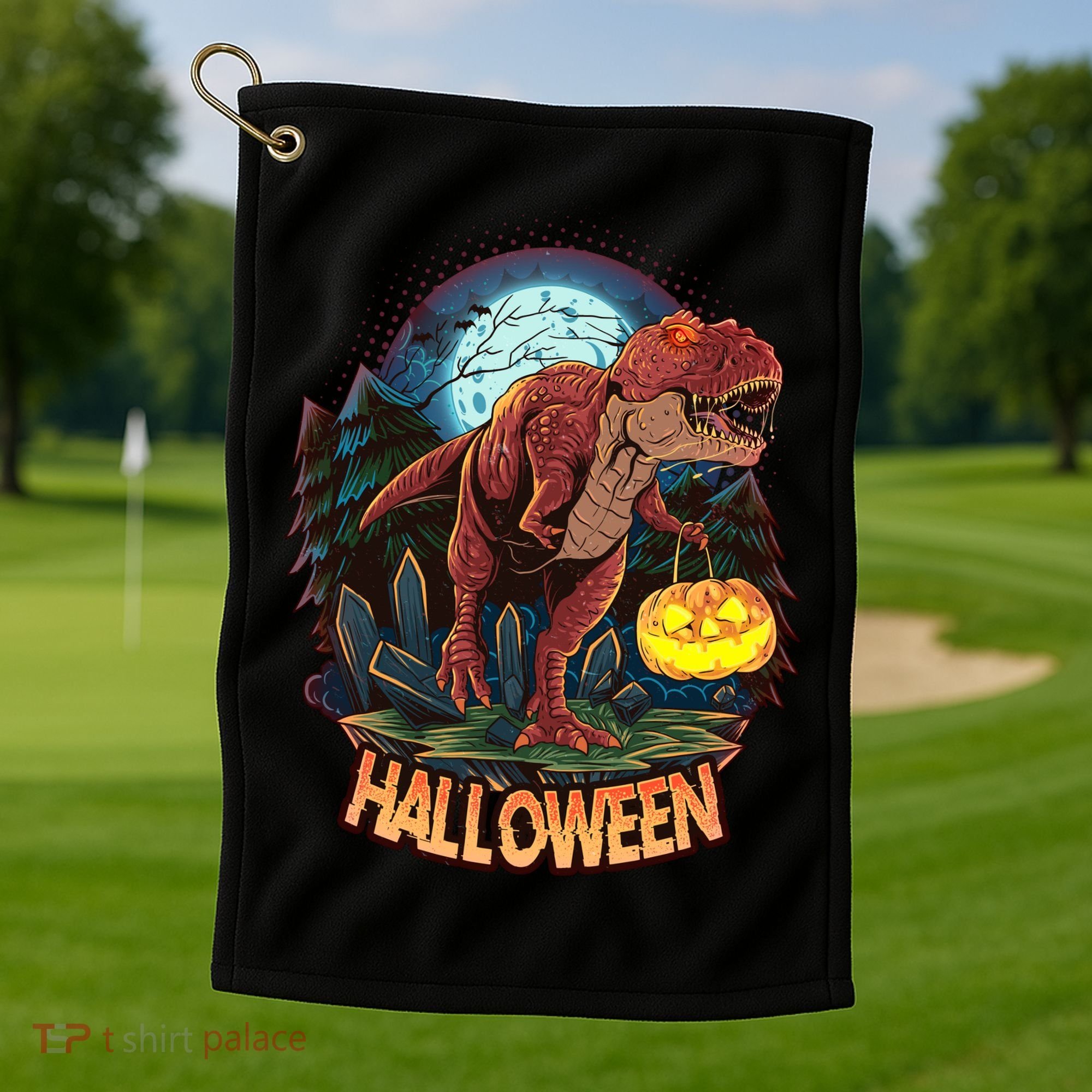 Cool Creepy Trex Dinosaur Halloween Golf Towel
