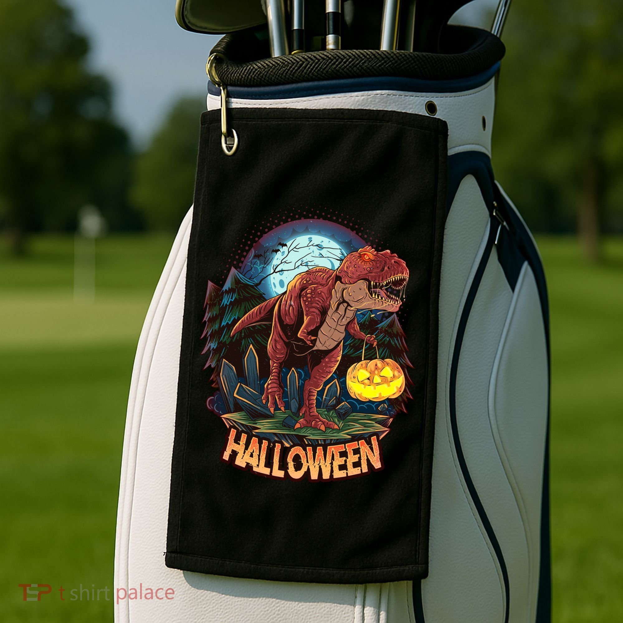 Cool Creepy Trex Dinosaur Halloween Golf Towel