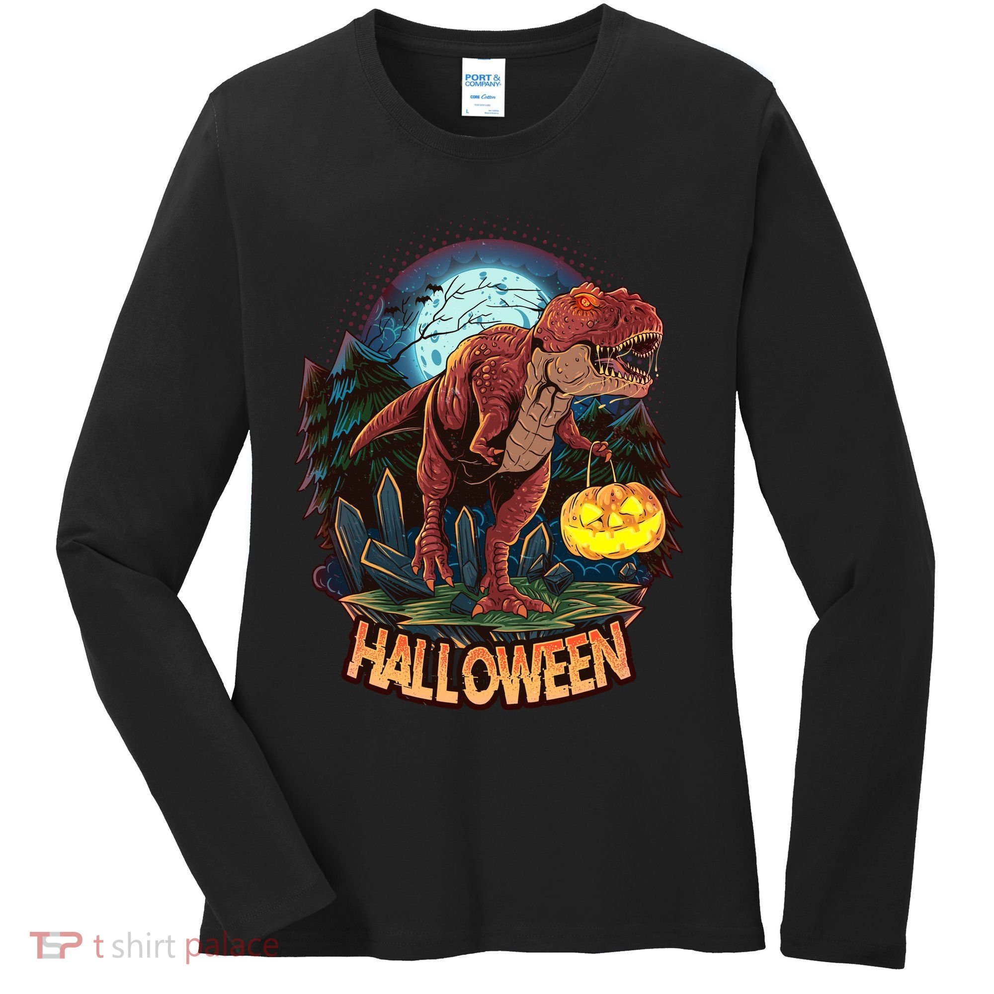 Cool Creepy Trex Dinosaur Halloween Women's Long Sleeve Shirt