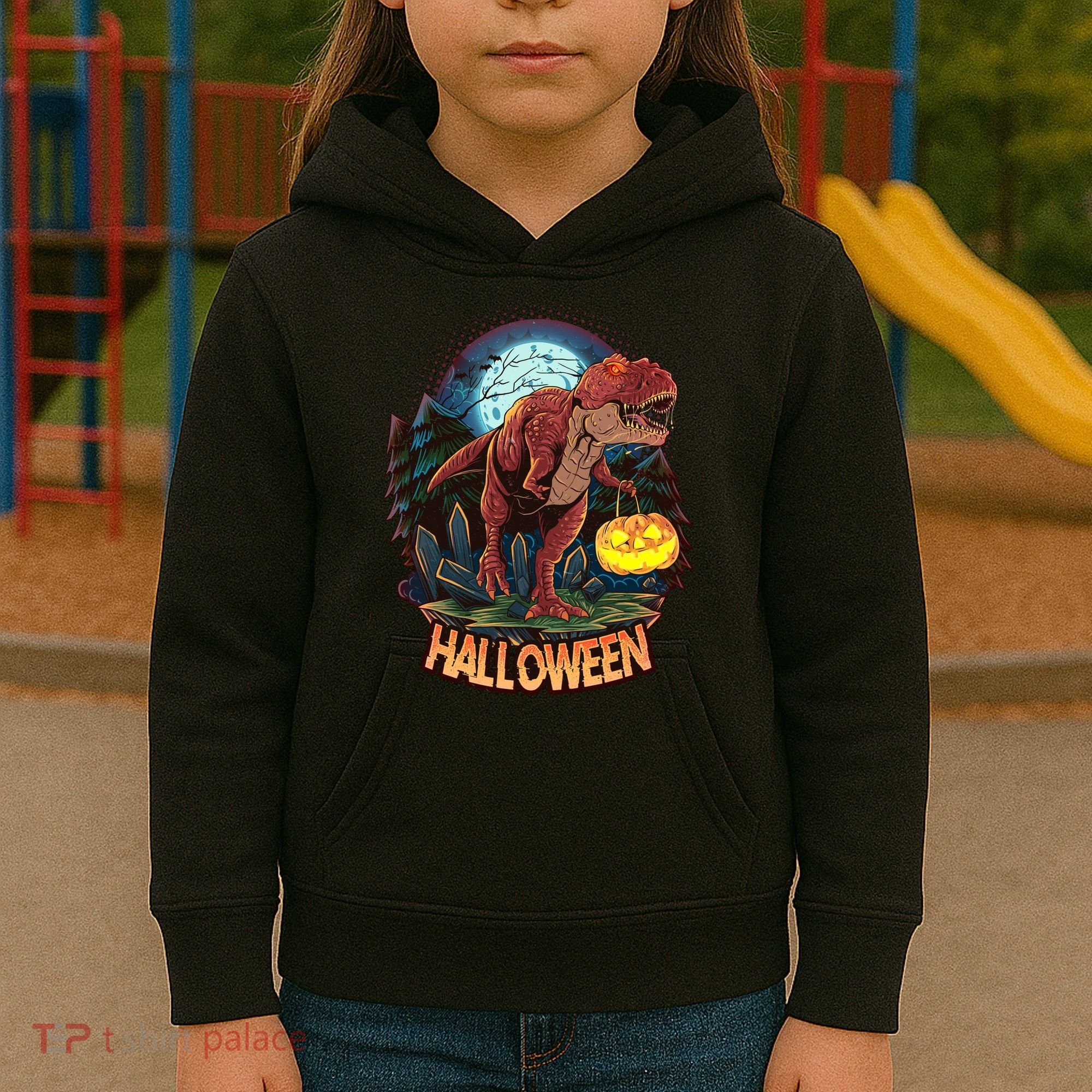 Cool Creepy Trex Dinosaur Halloween Kids Hoodie