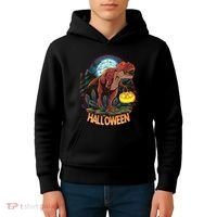 Cool Creepy Trex Dinosaur Halloween Kids Hoodie thumb 4