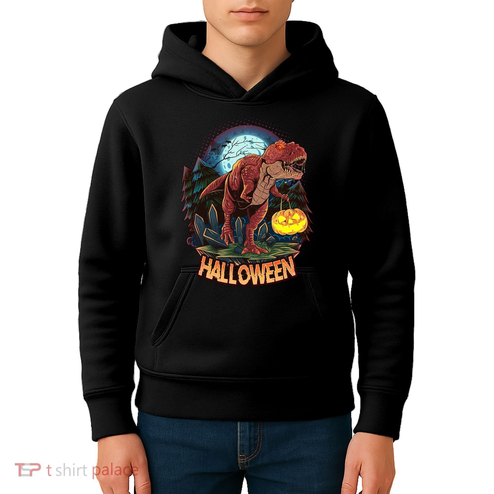 Cool Creepy Trex Dinosaur Halloween Kids Hoodie