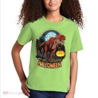 Cool Creepy Trex Dinosaur Halloween Kids T-Shirt thumb 2