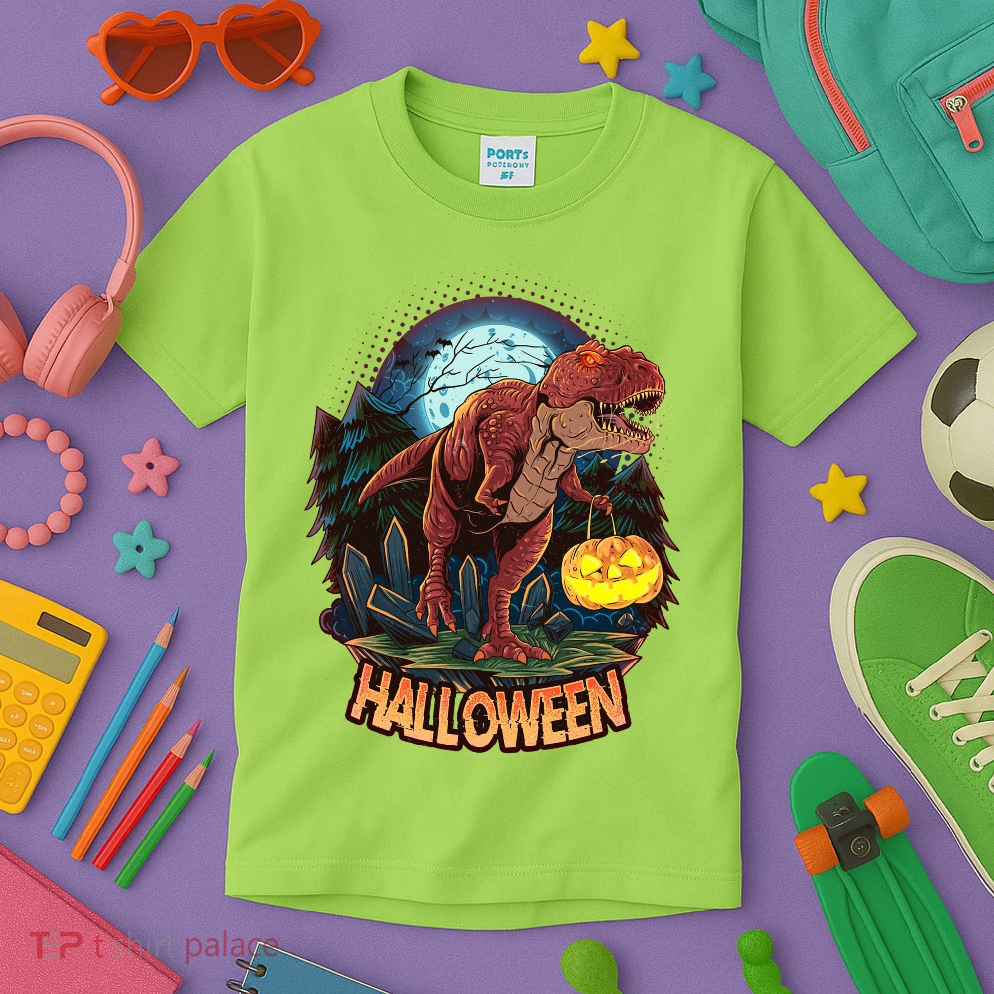 Cool Creepy Trex Dinosaur Halloween Kids T-Shirt