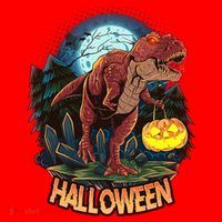 Cool Creepy Trex Dinosaur Halloween Santa Hat thumb 1