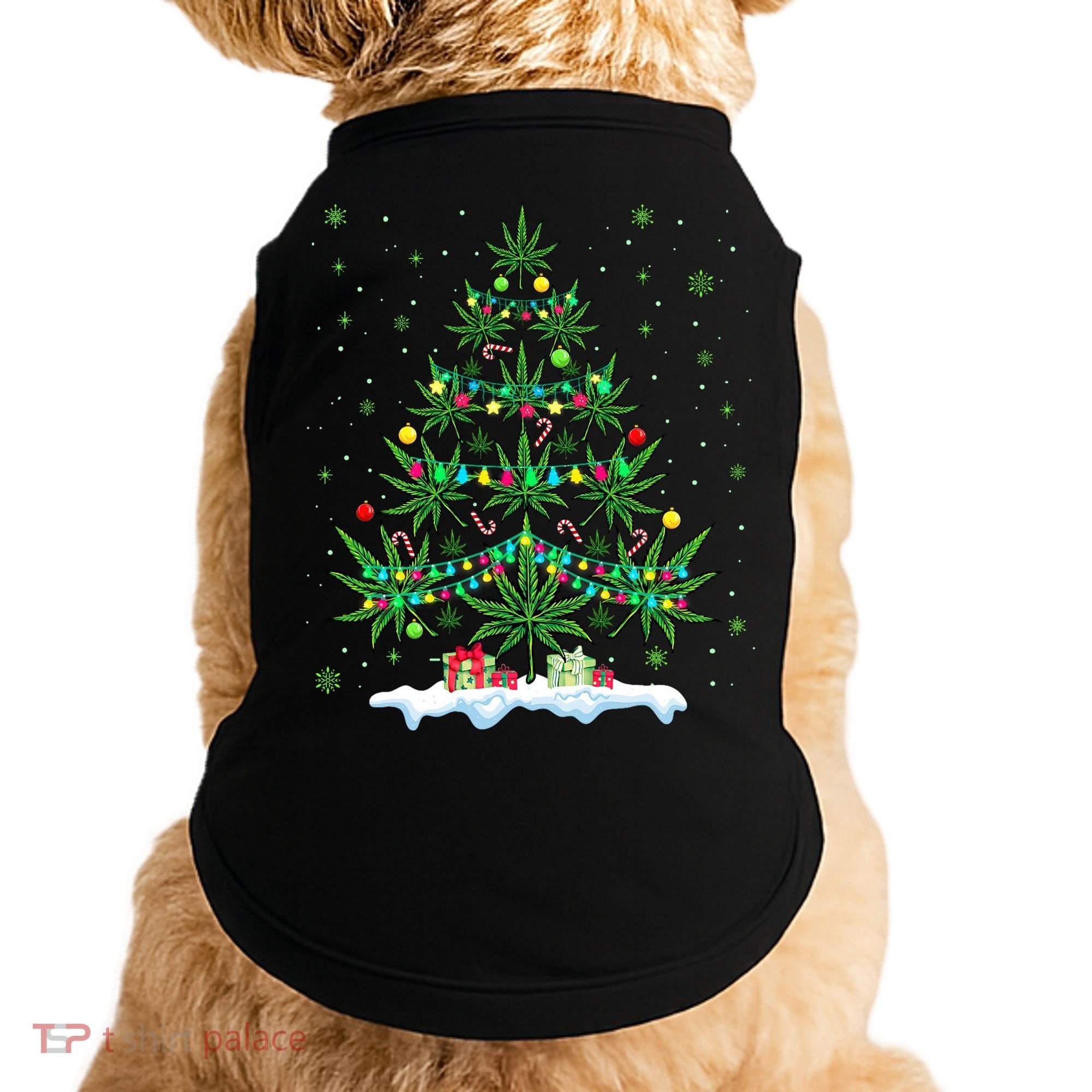 Cannabis Christmas Tree Xmas Funny Smoking Weed Marijuana Doggie Tank