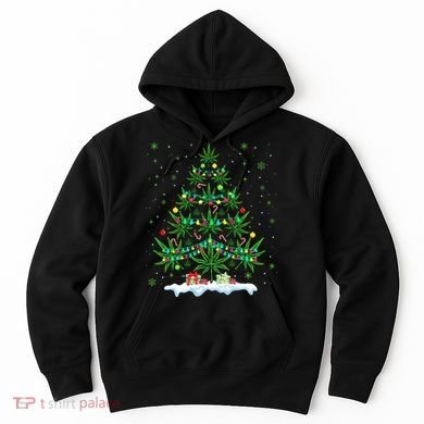 Cannabis Christmas Tree Xmas Funny Smoking Weed Marijuana Hoodie