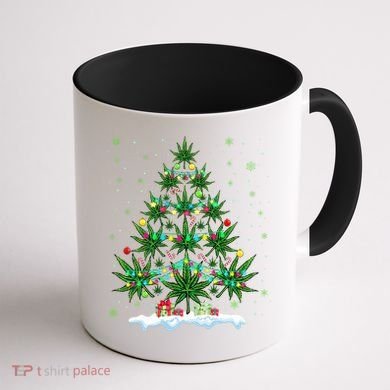 Cannabis Christmas Tree Xmas Funny Smoking Weed Marijuana Coffee Mug back
