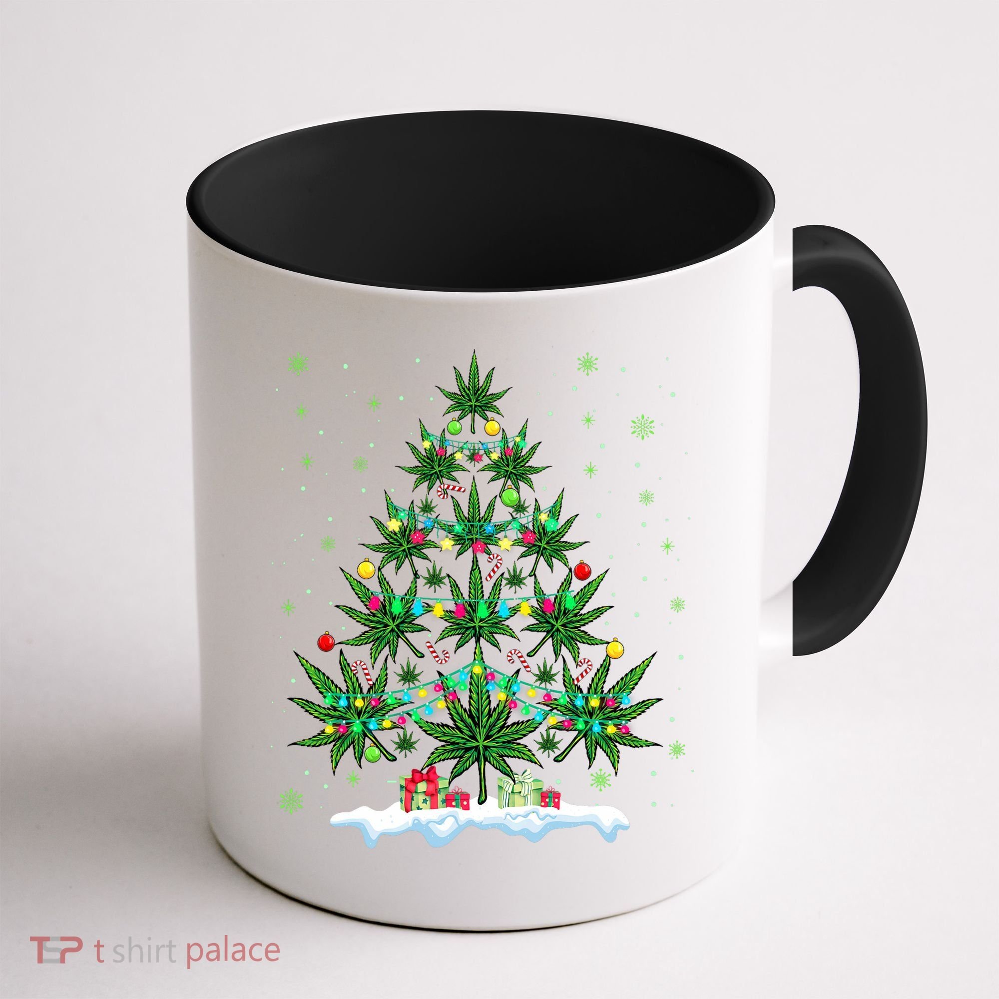 Cannabis Christmas Tree Xmas Funny Smoking Weed Marijuana Coffee Mug