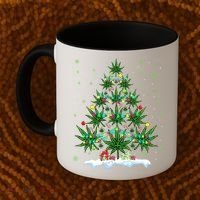 Cannabis Christmas Tree Xmas Funny Smoking Weed Marijuana Coffee Mug thumb 2