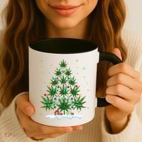 Cannabis Christmas Tree Xmas Funny Smoking Weed Marijuana Coffee Mug thumb 3