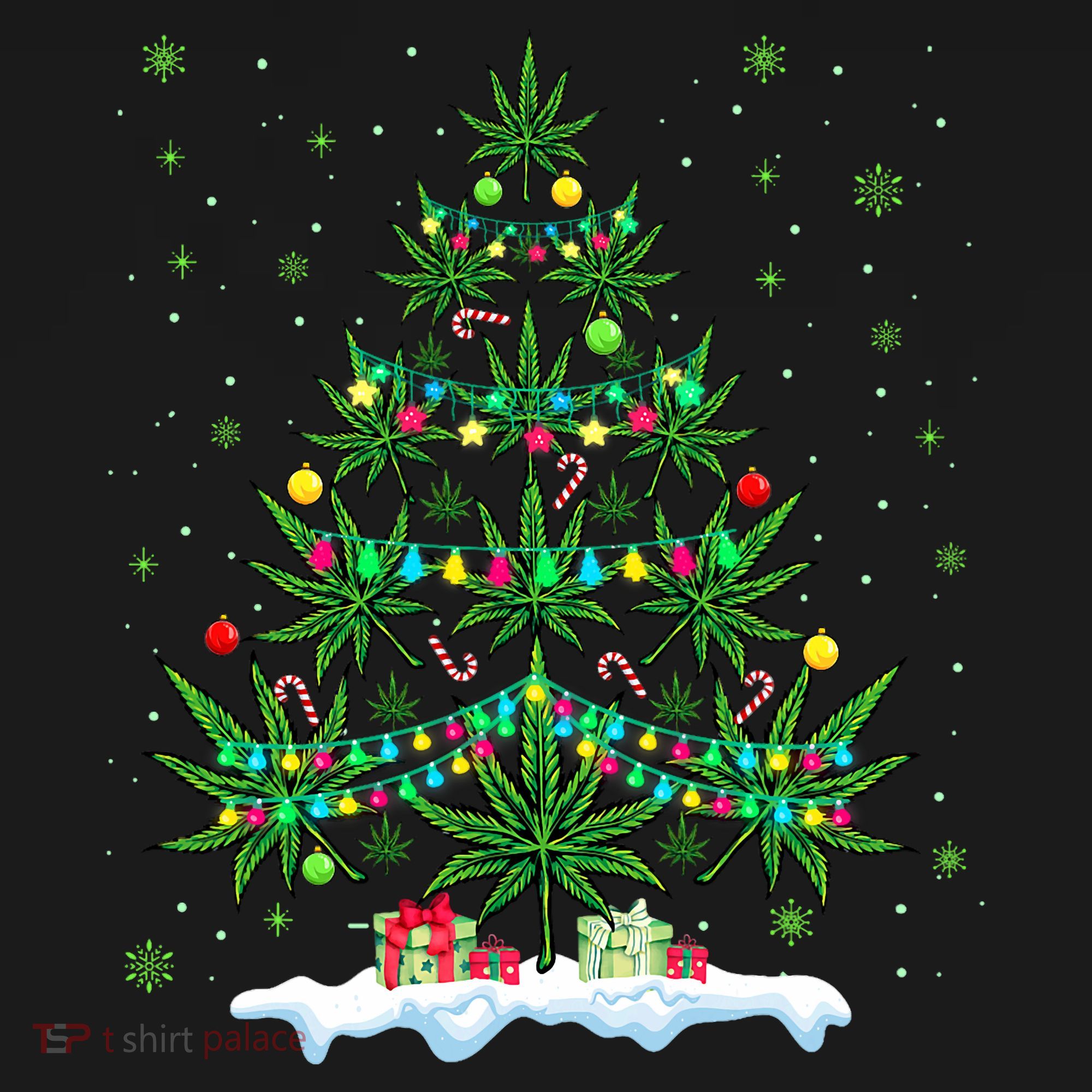 Cannabis Christmas Tree Xmas Funny Smoking Weed Marijuana Coaster