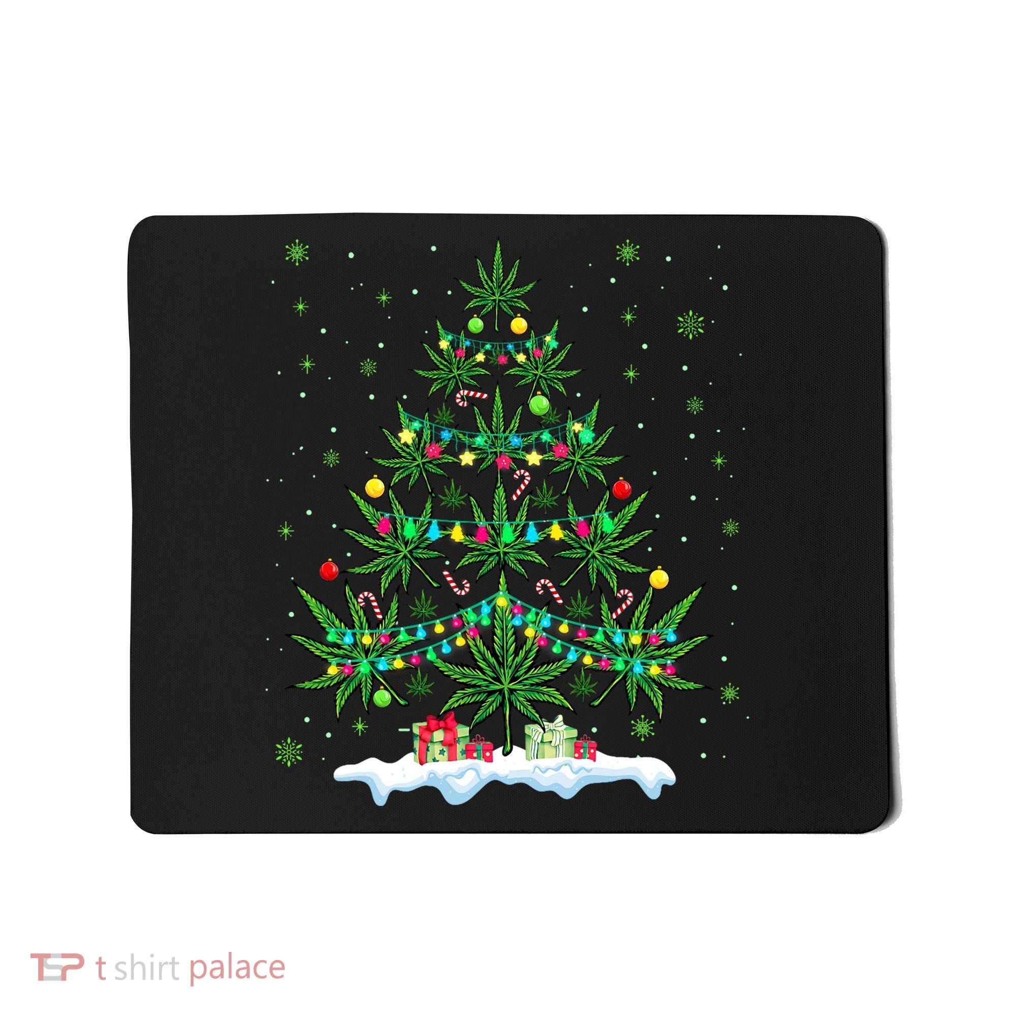 Cannabis Christmas Tree Xmas Funny Smoking Weed Marijuana Mousepad