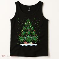 Cannabis Christmas Tree Xmas Funny Smoking Weed Marijuana Tank Top thumb 2