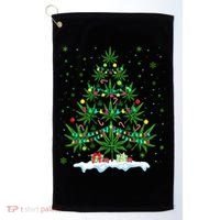 Cannabis Christmas Tree Xmas Funny Smoking Weed Marijuana Golf Towel thumb 0