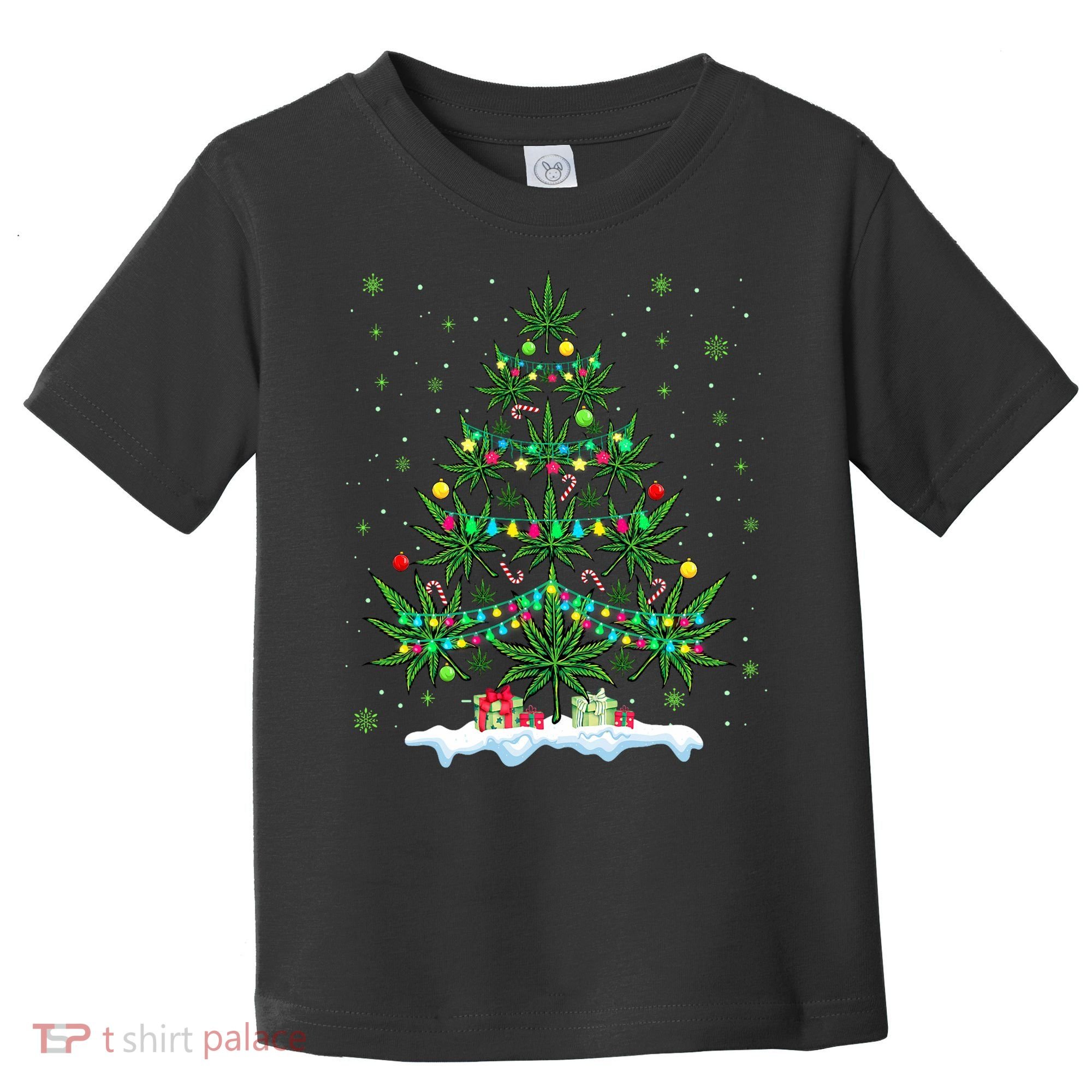 Cannabis Christmas Tree Xmas Funny Smoking Weed Marijuana Toddler T-Shirt