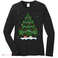 Cannabis Christmas Tree Xmas Funny Smoking Weed Marijuana Women's Long Sleeve Shirt thumb 0