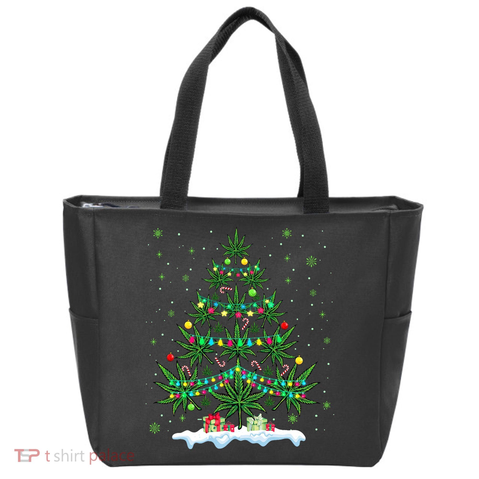 Cannabis Christmas Tree Xmas Funny Smoking Weed Marijuana Tote Bag