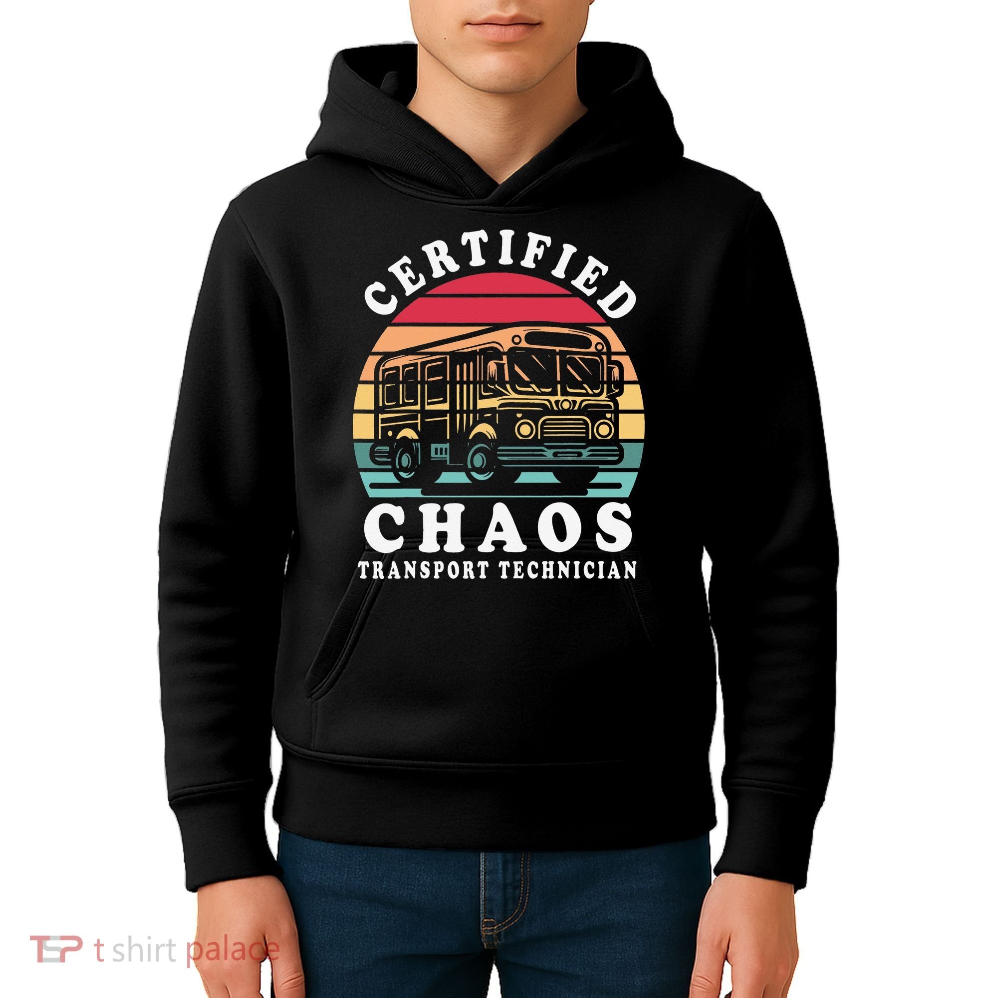 Certified Chaos Transport Technician Funny Driver School Kids Hoodie