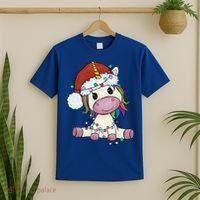 Cute Christmas Unicorn Gift Girls Who Love Unicorns Xmas Gift T-Shirt thumb 2