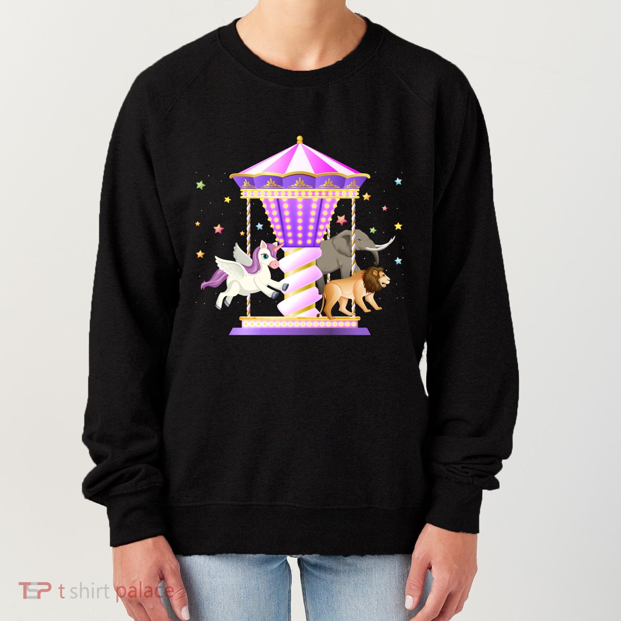 Circus Carousel Unicorn Lion Elephant Amuset Park Meaningful Gift Women's Sweatshirt