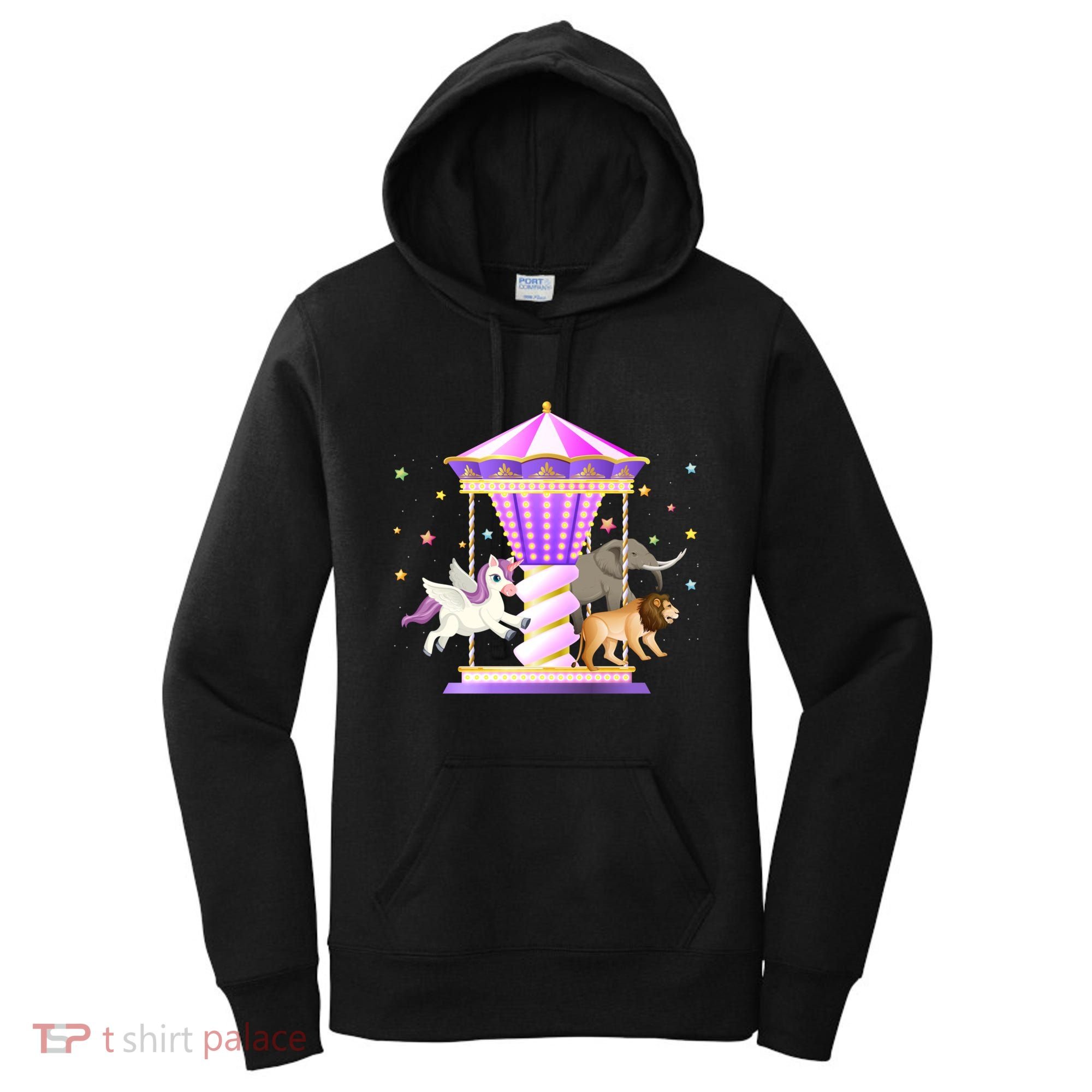 Circus Carousel Unicorn Lion Elephant Amuset Park Meaningful Gift Women's Hoodie
