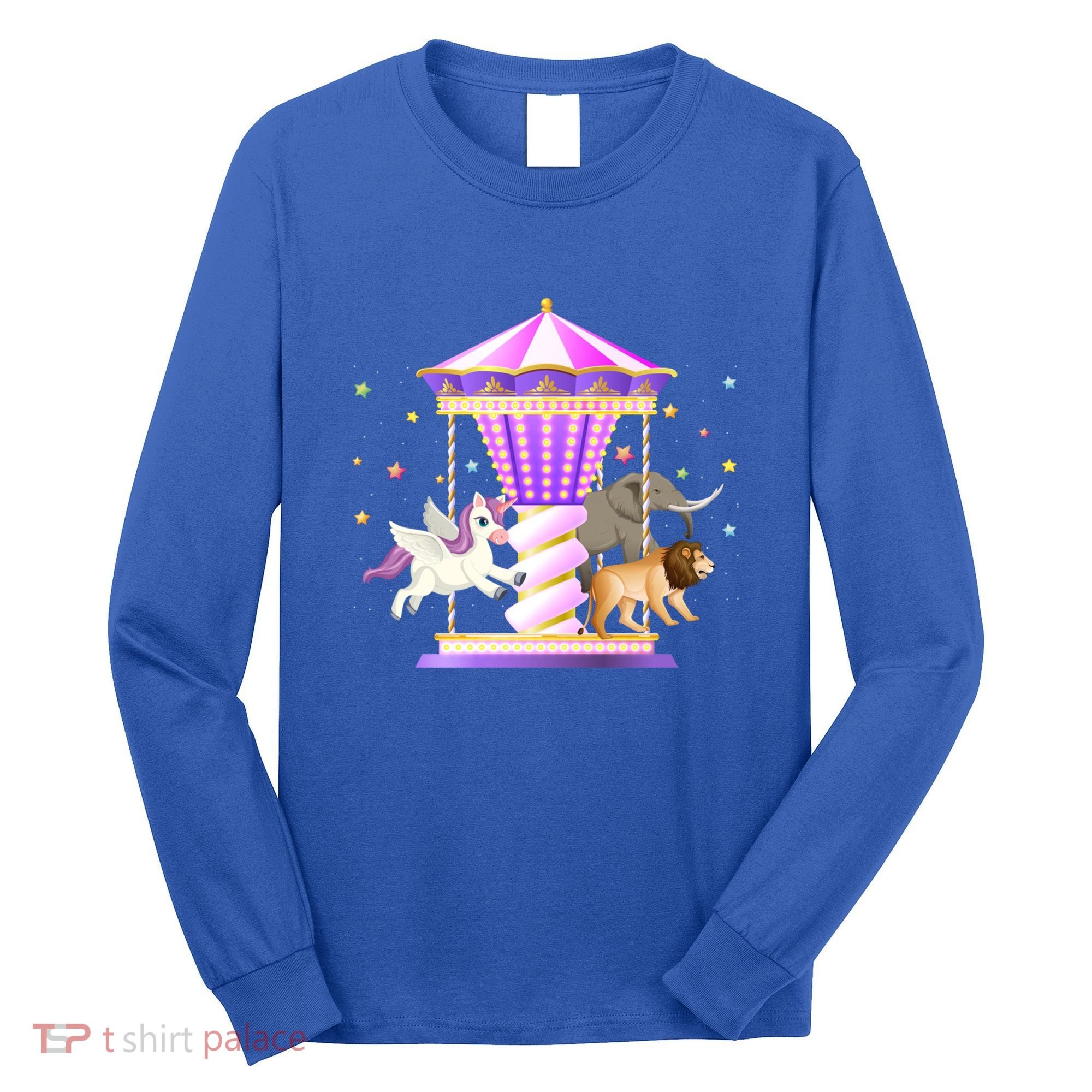 Circus Carousel Unicorn Lion Elephant Amuset Park Meaningful Gift Long Sleeve Shirt