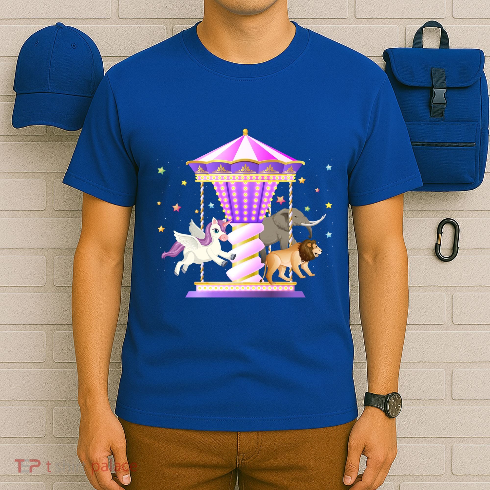 Circus Carousel Unicorn Lion Elephant Amuset Park Meaningful Gift T-Shirt
