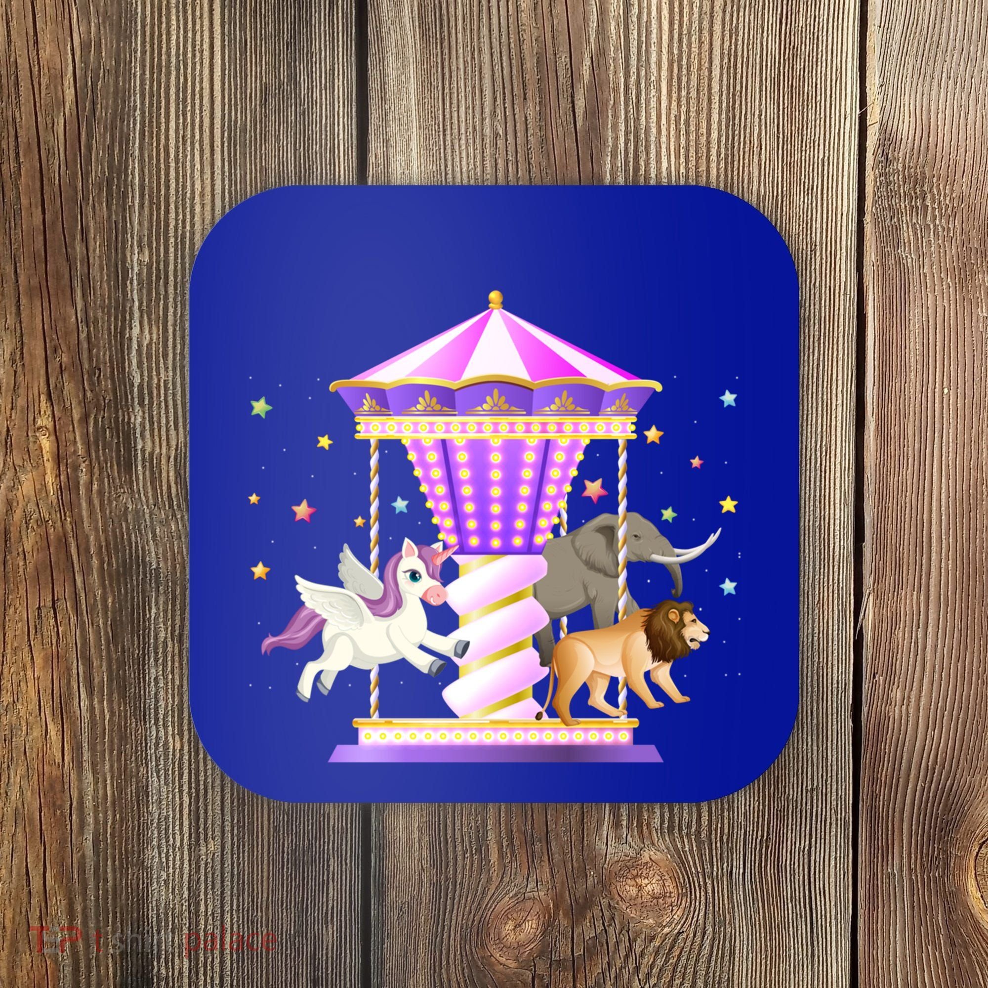 Circus Carousel Unicorn Lion Elephant Amuset Park Meaningful Gift Coaster