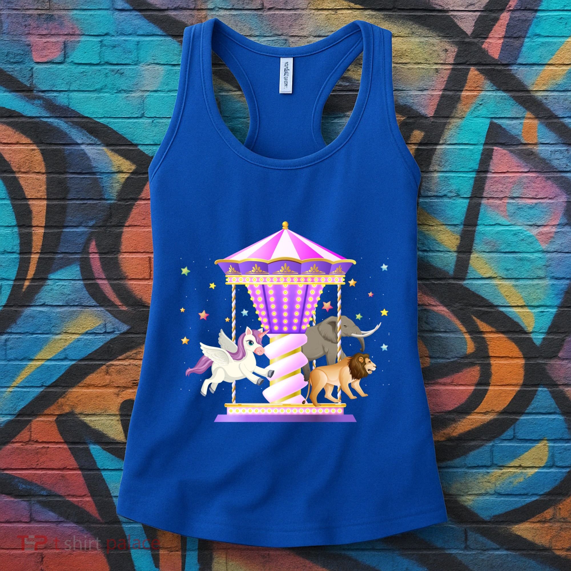 Circus Carousel Unicorn Lion Elephant Amuset Park Meaningful Gift Women's Tank Top