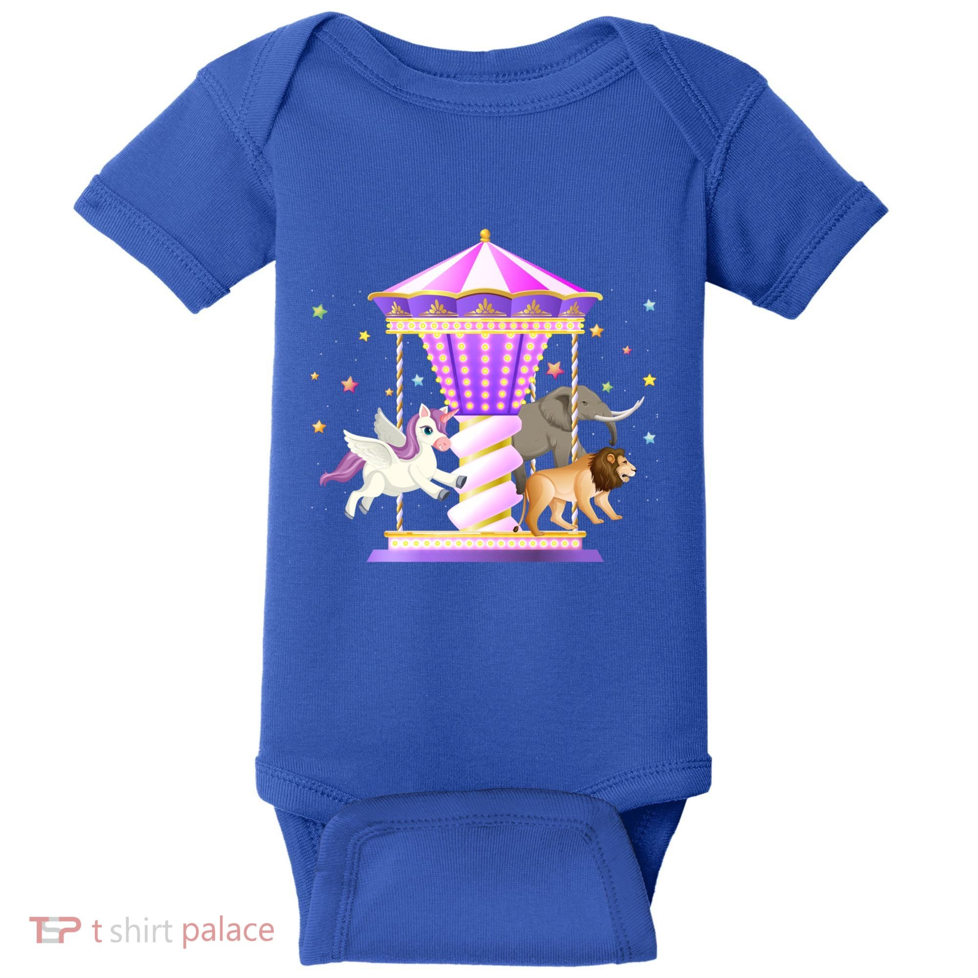 Circus Carousel Unicorn Lion Elephant Amuset Park Meaningful Gift Baby Bodysuit