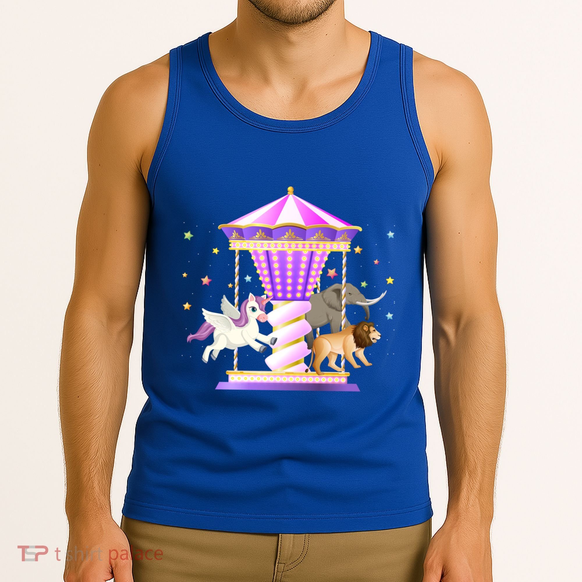 Circus Carousel Unicorn Lion Elephant Amuset Park Meaningful Gift Tank Top