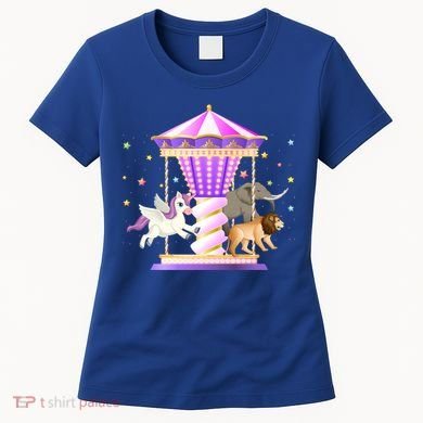 Circus Carousel Unicorn Lion Elephant Amuset Park Meaningful Gift Women's T-Shirt