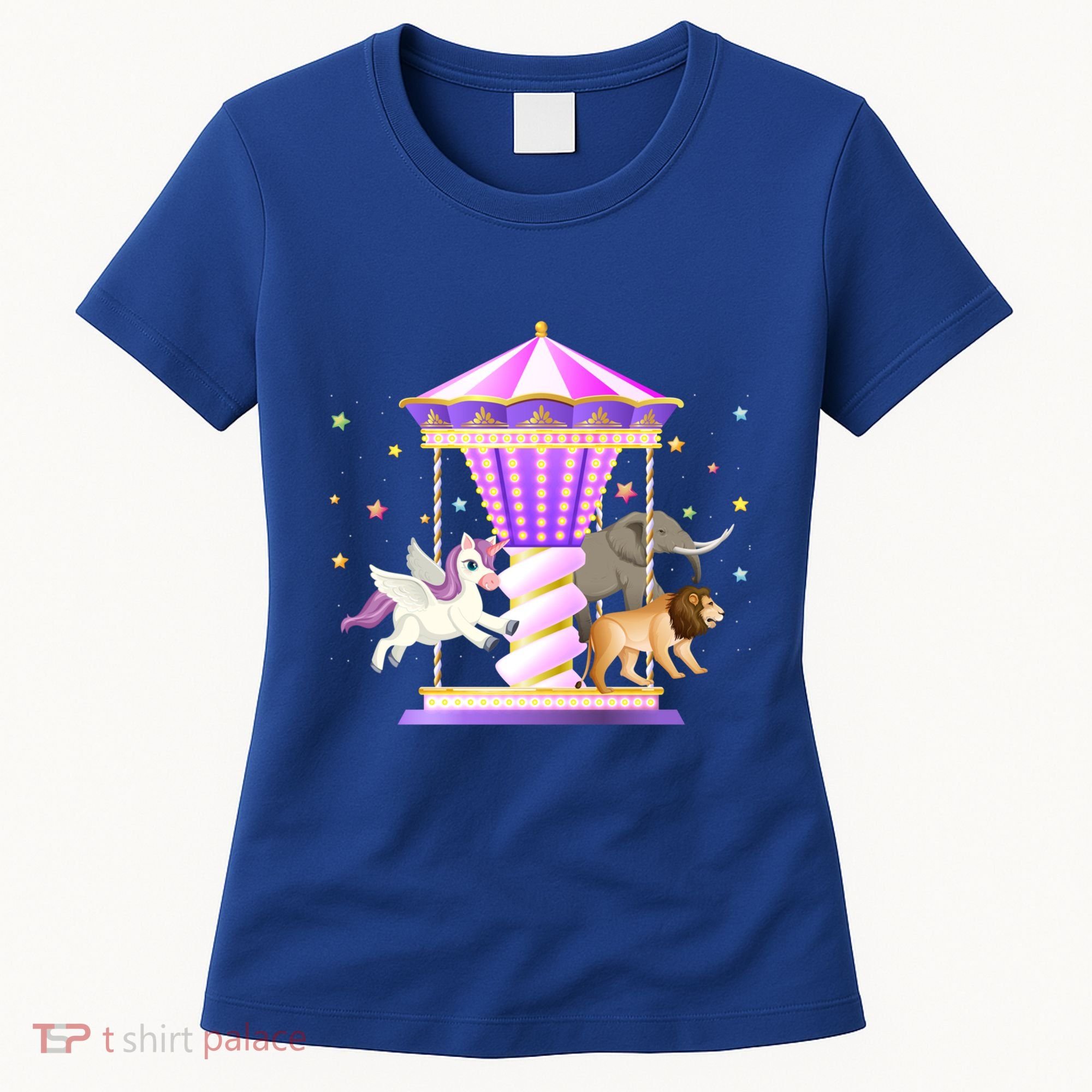 Circus Carousel Unicorn Lion Elephant Amuset Park Meaningful Gift Women's T-Shirt