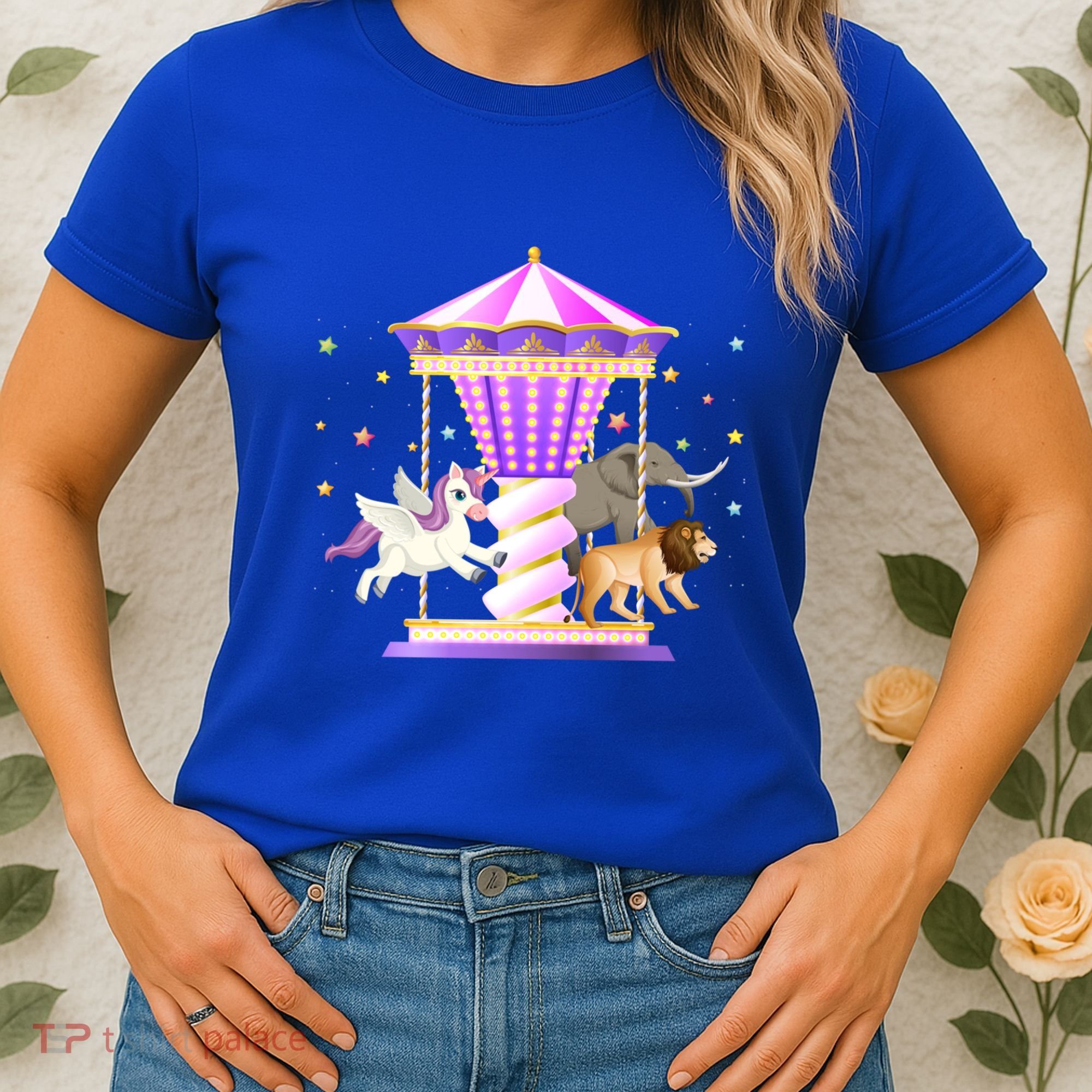 Circus Carousel Unicorn Lion Elephant Amuset Park Meaningful Gift Women's T-Shirt