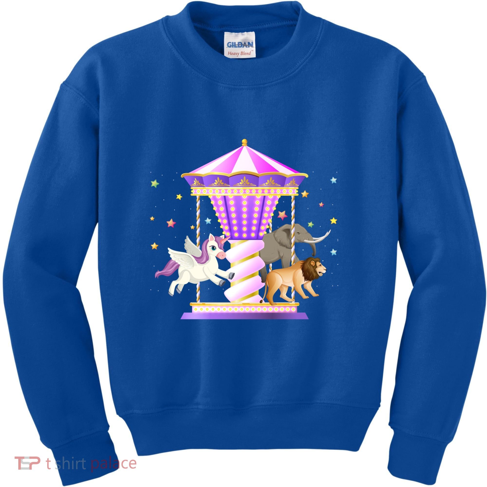 Circus Carousel Unicorn Lion Elephant Amuset Park Meaningful Gift Kids Sweatshirt