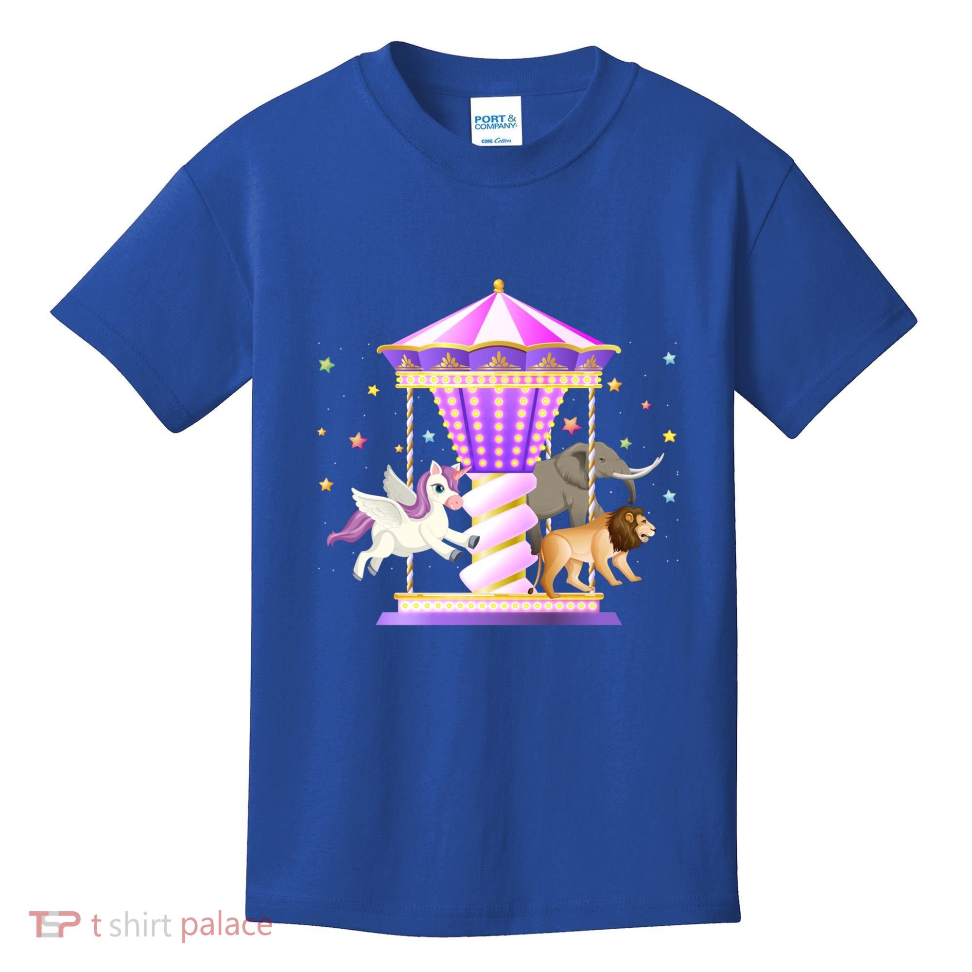 Circus Carousel Unicorn Lion Elephant Amuset Park Meaningful Gift Kids T-Shirt