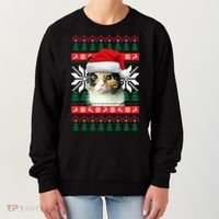 Calico Cat Ugly Christmas Sweater Style Santa Hat Kitty Mom Gift Women's Sweatshirt thumb 0