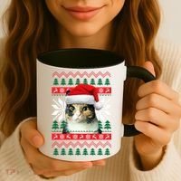 Calico Cat Ugly Christmas Sweater Style Santa Hat Kitty Mom Gift Coffee Mug thumb 3