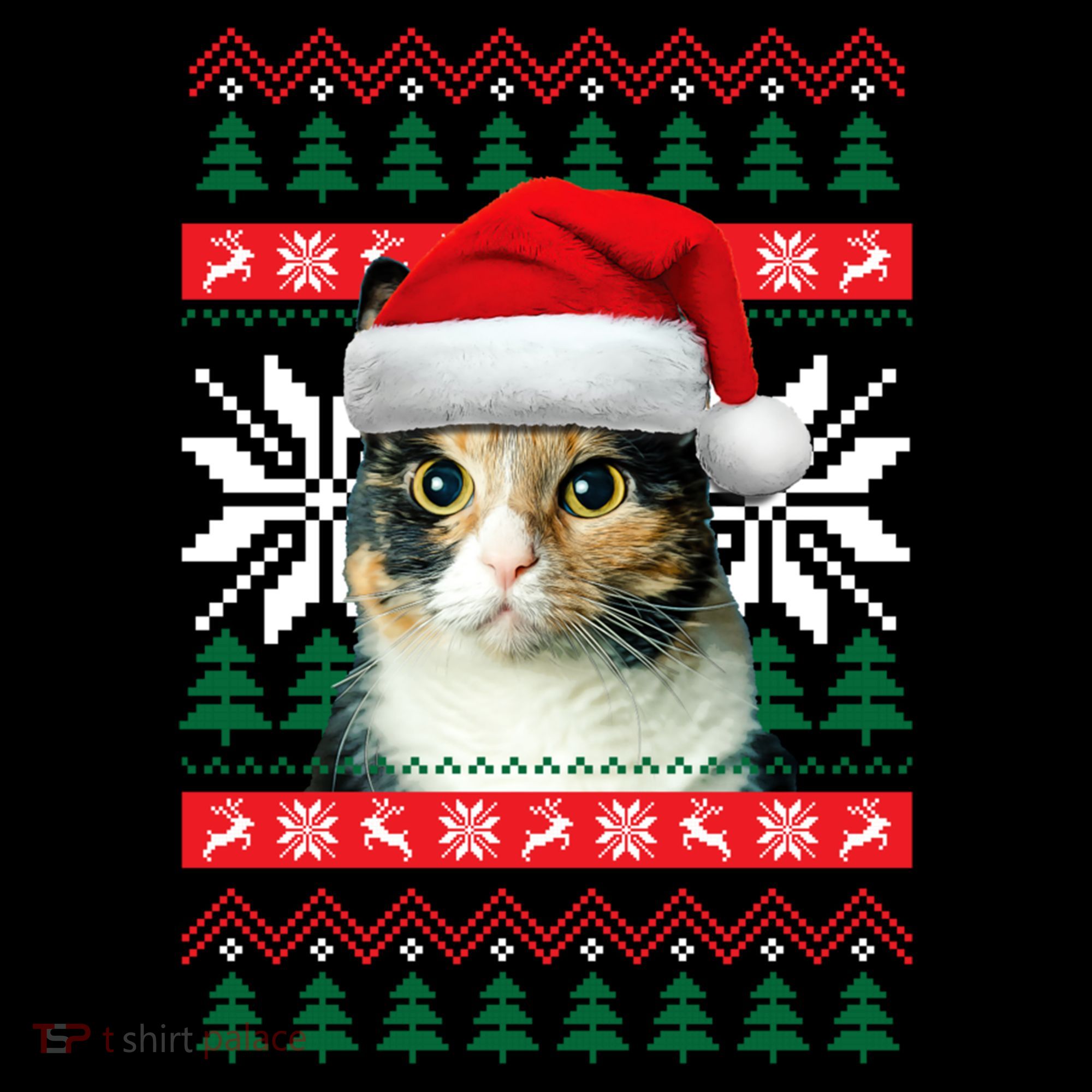 Calico Cat Ugly Christmas Sweater Style Santa Hat Kitty Mom Gift Coffee Mug