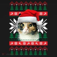 Calico Cat Ugly Christmas Sweater Style Santa Hat Kitty Mom Gift Women's Hoodie thumb 2
