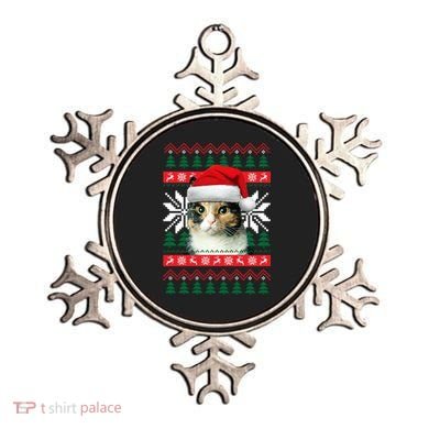 Calico Cat Ugly Christmas Sweater Style Santa Hat Kitty Mom Gift Ornament
