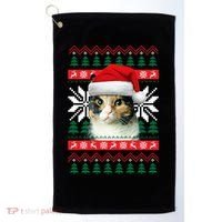 Calico Cat Ugly Christmas Sweater Style Santa Hat Kitty Mom Gift Golf Towel thumb 0