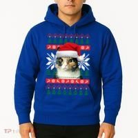 Calico Cat Ugly Christmas Sweater Style Santa Hat Kitty Mom Gift Hoodie thumb 2