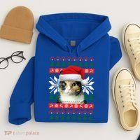 Calico Cat Ugly Christmas Sweater Style Santa Hat Kitty Mom Gift Hoodie thumb 4