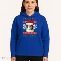 Calico Cat Ugly Christmas Sweater Style Santa Hat Kitty Mom Gift Hoodie thumb 5