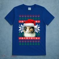 Calico Cat Ugly Christmas Sweater Style Santa Hat Kitty Mom Gift T-Shirt thumb 5