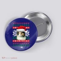 Calico Cat Ugly Christmas Sweater Style Santa Hat Kitty Mom Gift Button thumb 0