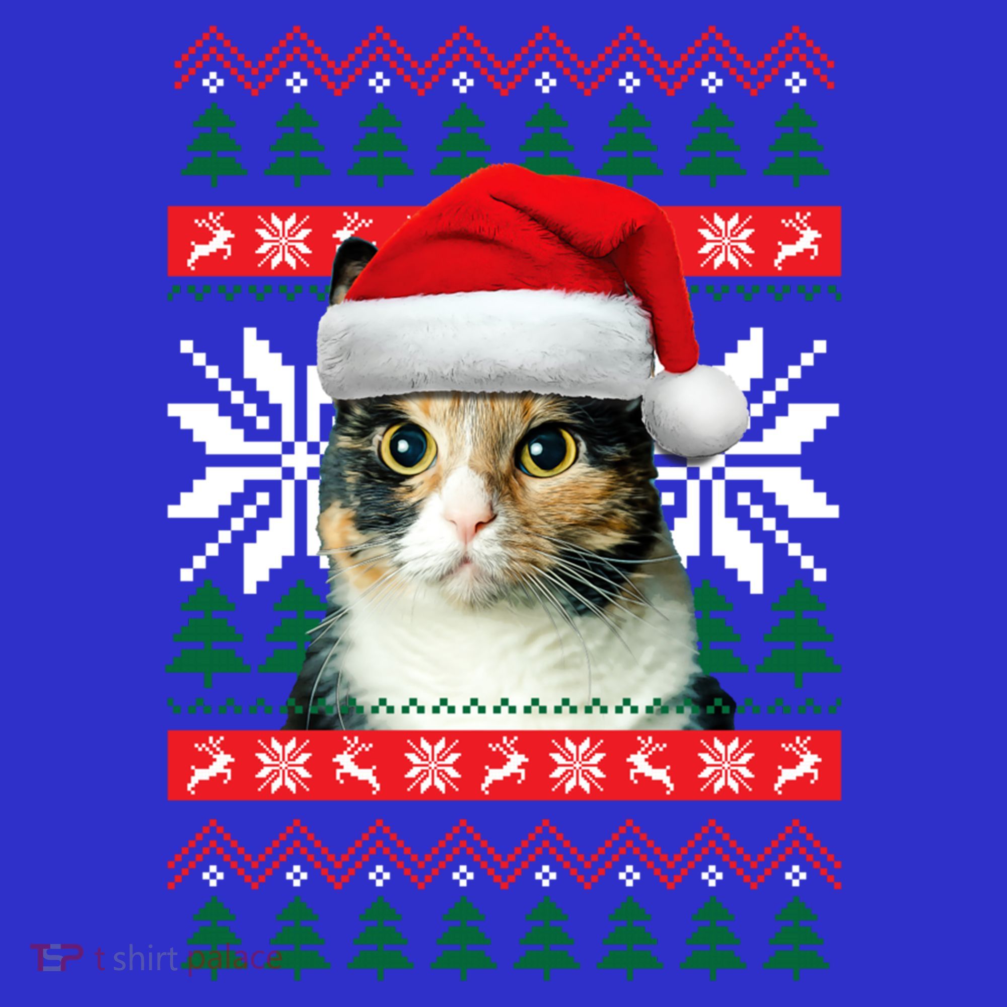 Calico Cat Ugly Christmas Sweater Style Santa Hat Kitty Mom Gift Women's Tank Top