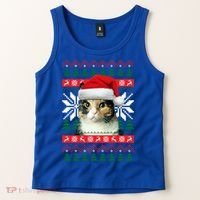 Calico Cat Ugly Christmas Sweater Style Santa Hat Kitty Mom Gift Tank Top thumb 2